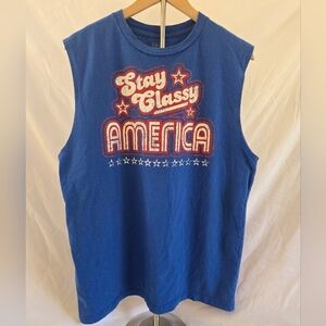 Stay Classy America Patriotic Sleeveless Graphic Tee Size Large | Vintage Style